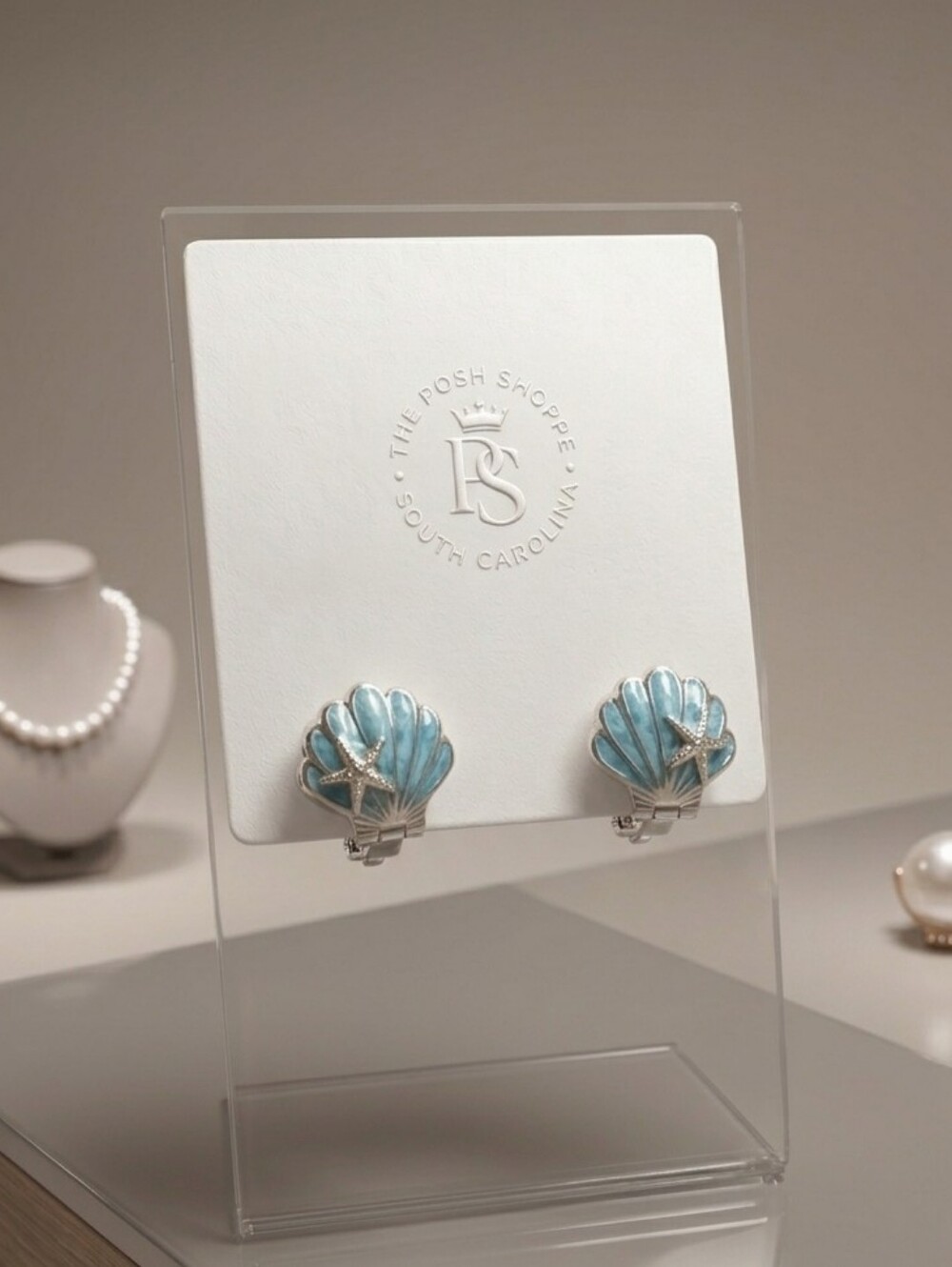 Seaside Treasures Button Earrings 925 Sterling Silver